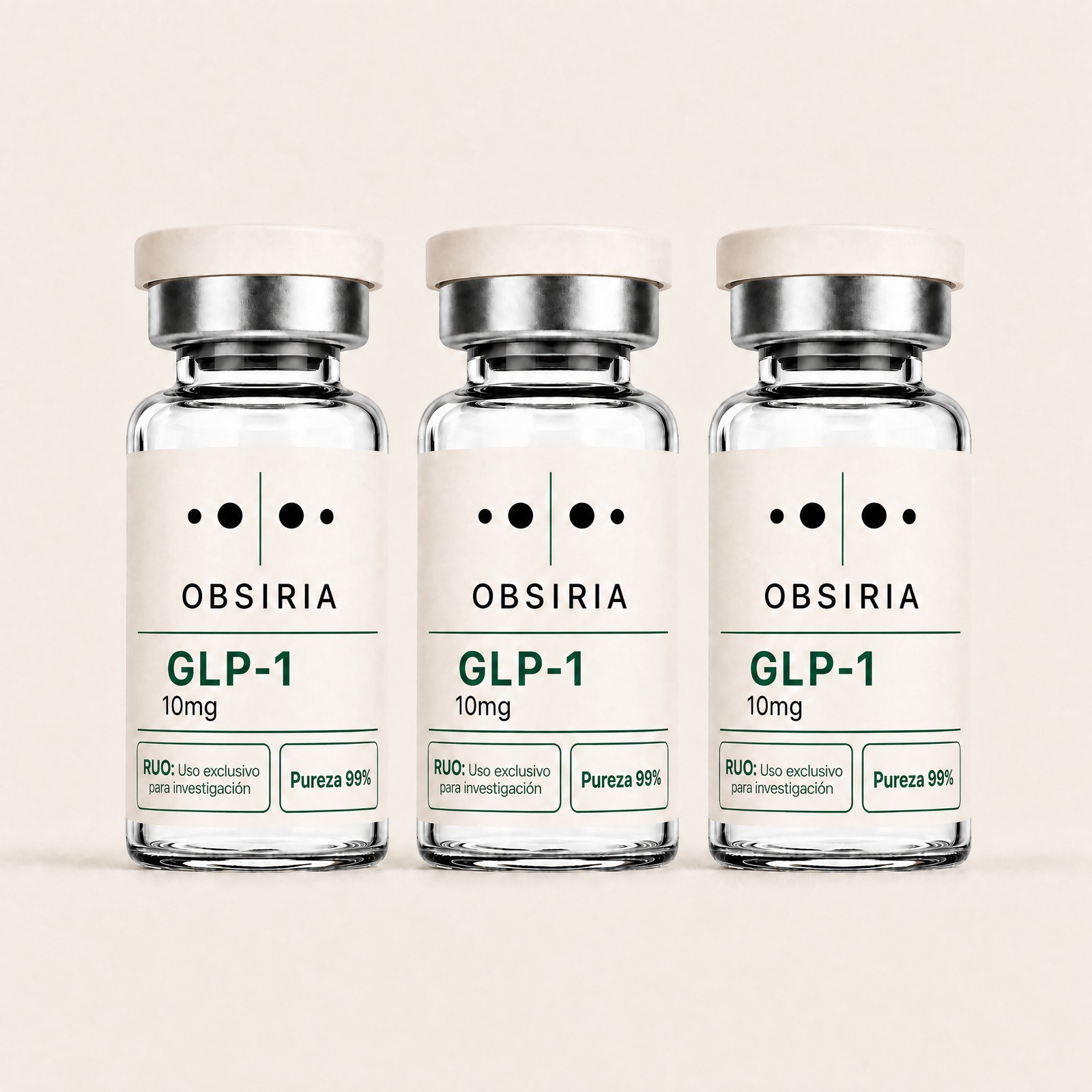 GLP-1 10mg, kit de 3 viales — OBSIRIA, producto de investigación