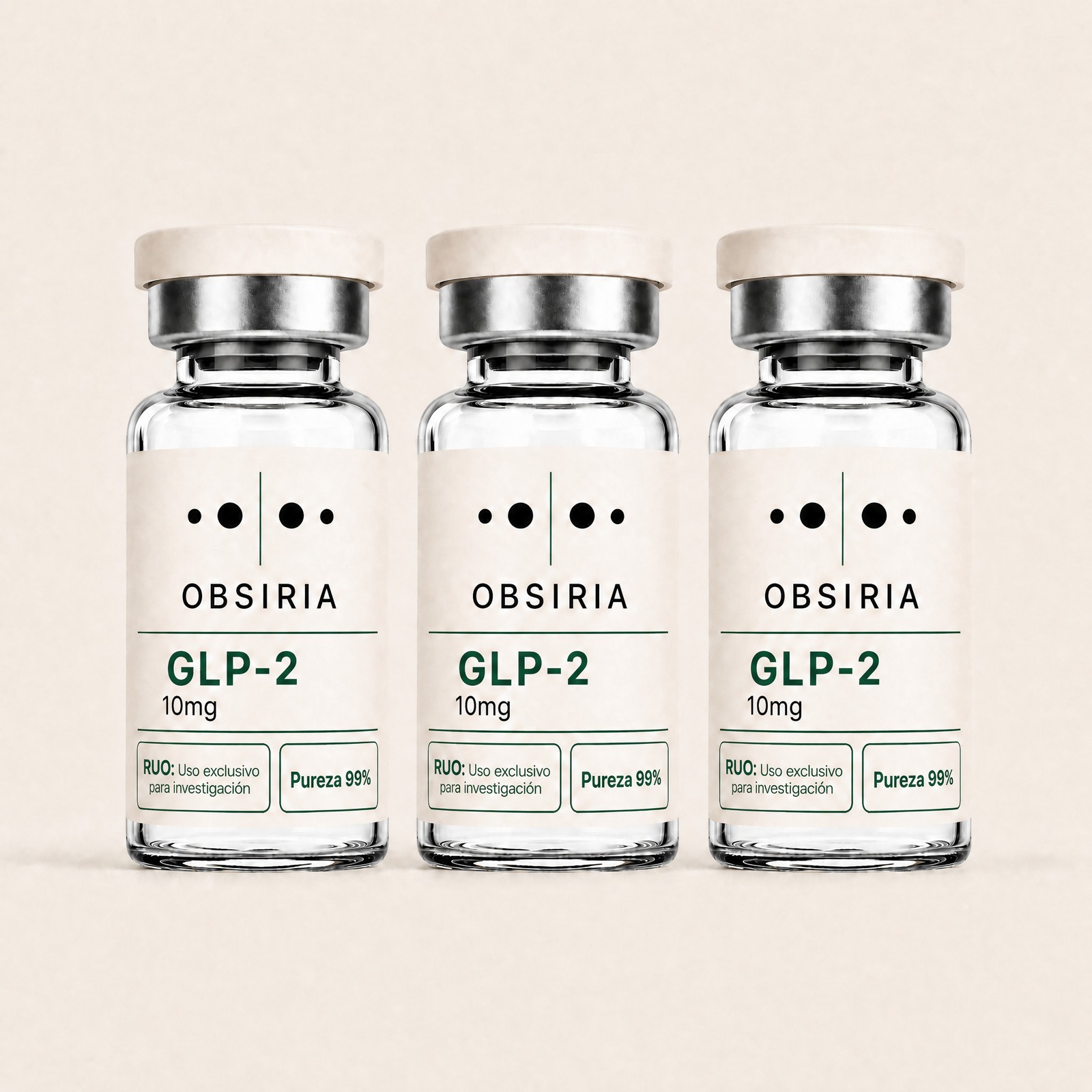 GLP-2 10mg, kit de 3 viales — OBSIRIA, producto de investigación