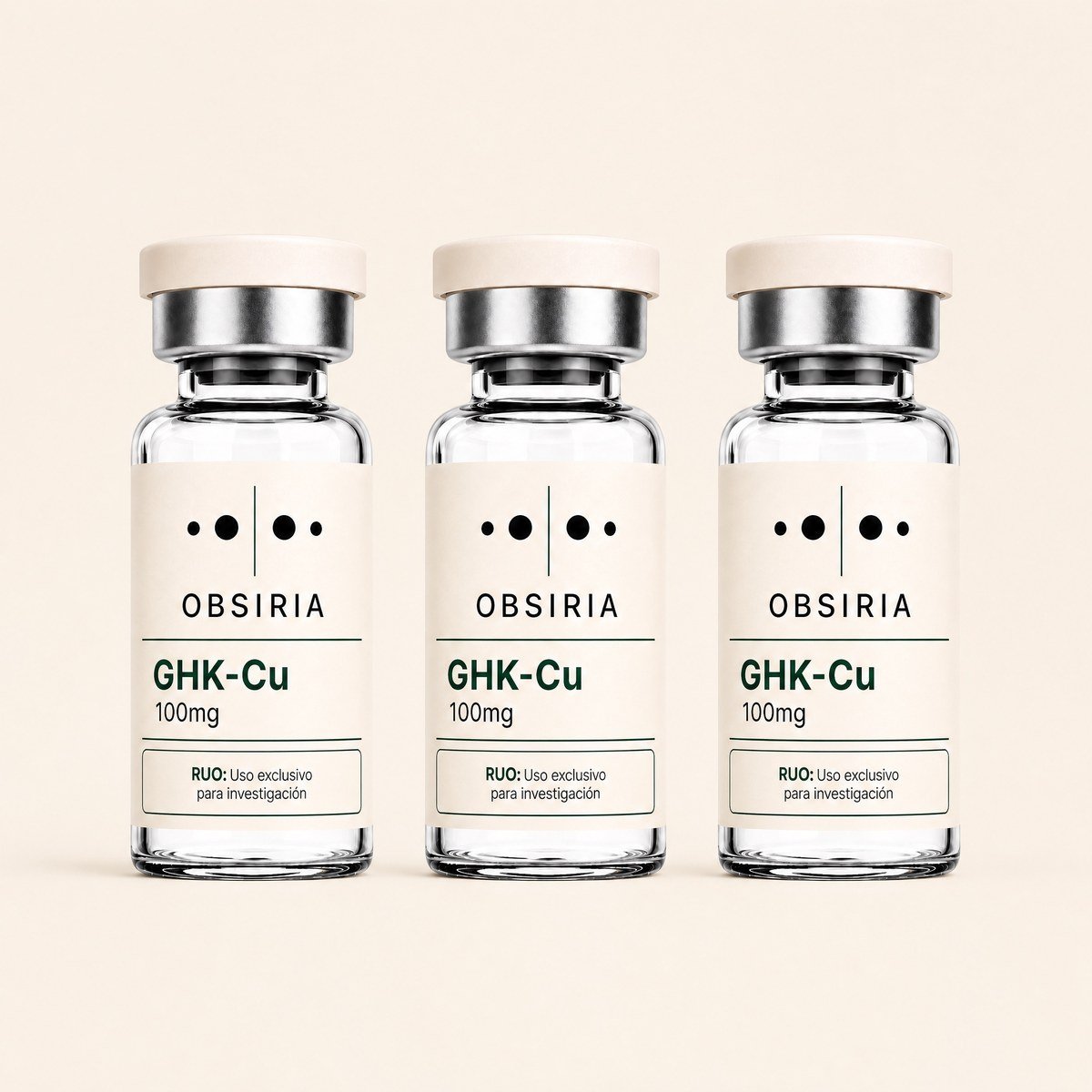 GHK-Cu 100mg — presentación de 3 viales, producto de investigación OBSIRIA